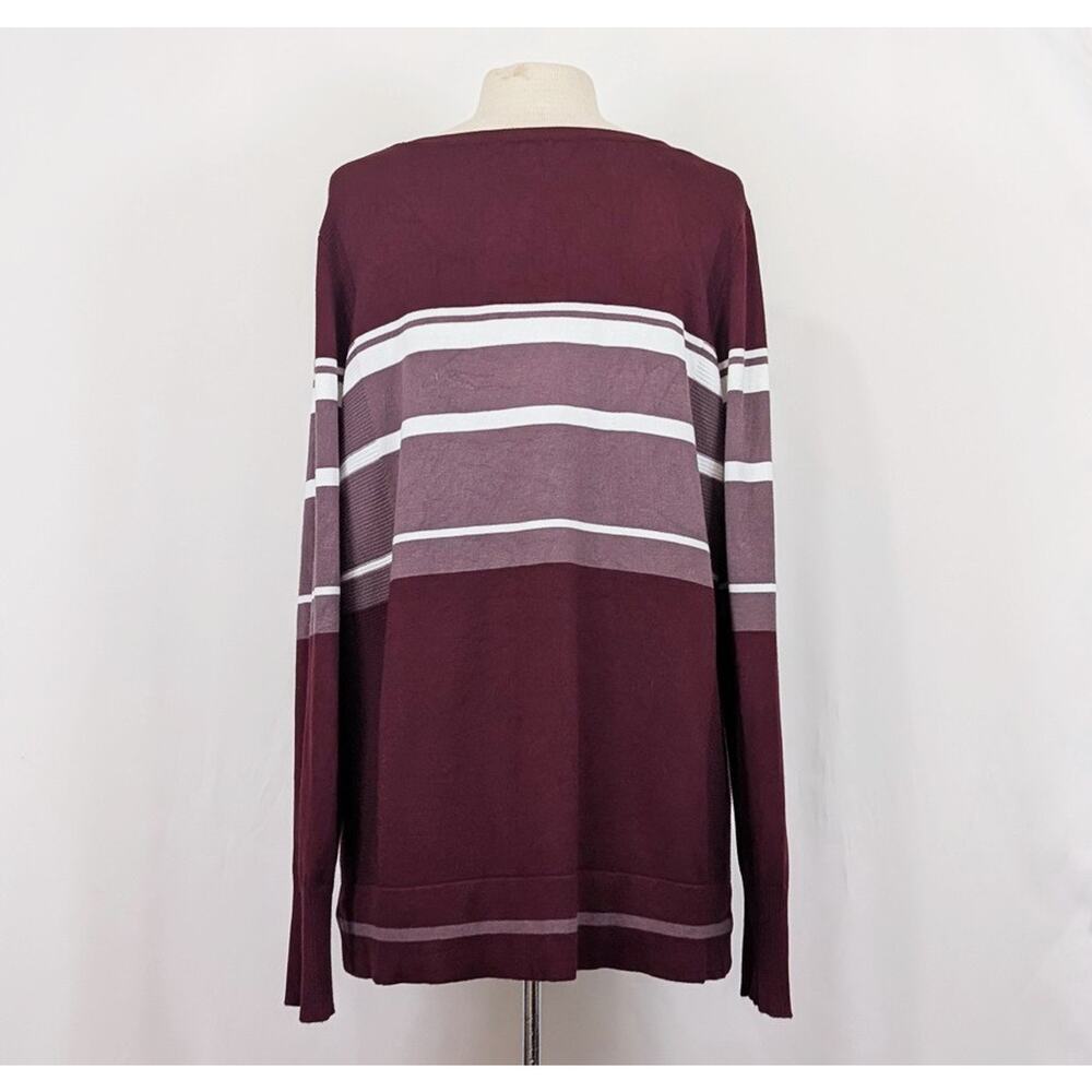 Stitch Fix Sweater Lety & Me Burgundy Mauve White Stripe Elsie Women's Size 1X - Picture 4 of 7
